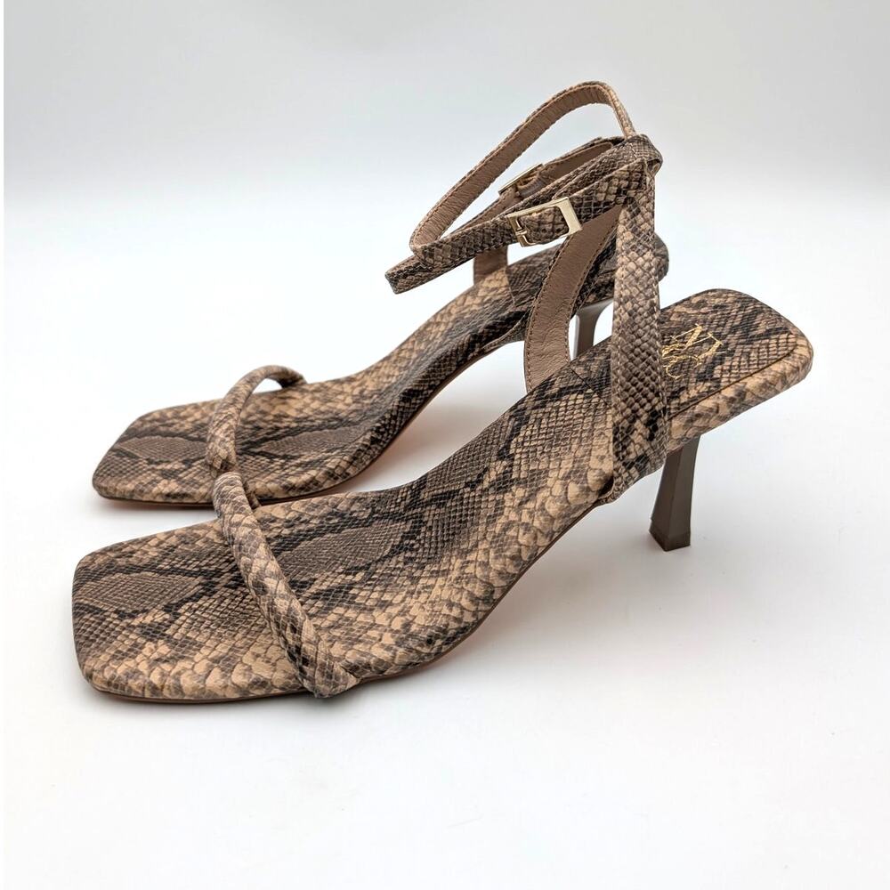 New York & Company Ashlyn Ankle Wrap Sandals Women's Snakeskin Size US10 EU40.5